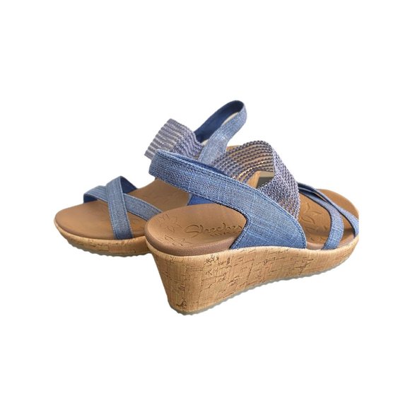 Skechers Shoes - Skechers Navy Beverlee High Tea Wedge Sandal NWOB Size 6